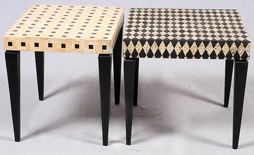 ART DECO STYLE END TABLES, TWO