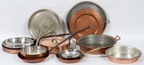 COPPER COOKING WARE FRYING PANS TRAYS ETC. C1900
