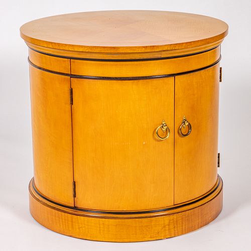 Biedermeier Style Birch Drum Side Cabinet