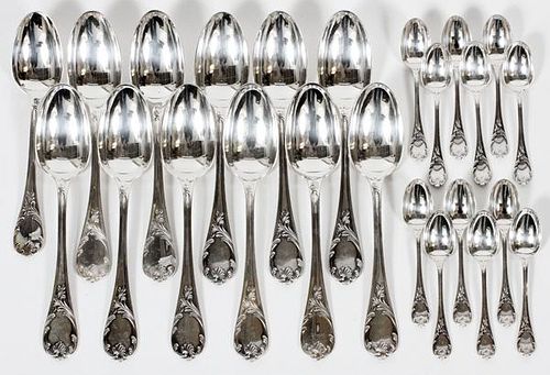 CHRISTOFLE FRENCH 'MARLY'SILVERPLATE DESSERT SPOONS