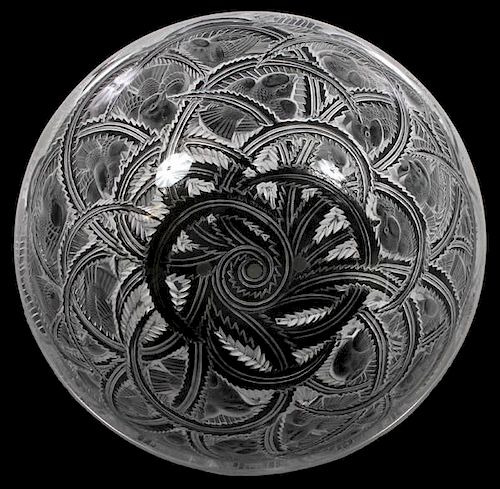 LALIQUE 'PINSONS' FROSTED GLASS BOWL