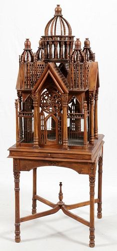 CATHEDRAL STYLE WALNUT BIRDCAGE