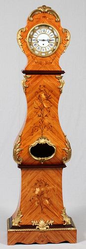 FRENCH MARQUETRY & GILT METAL MOUNTED CASE CLOCK