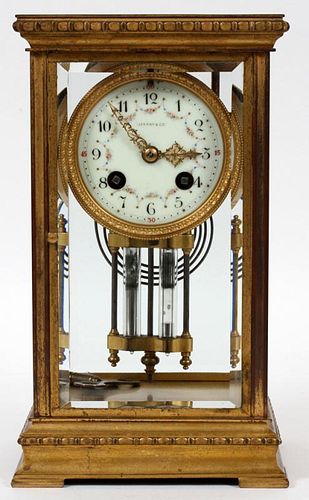 FRENCH BRASS MANTEL CLOCK FOR TIFFANY & CO.