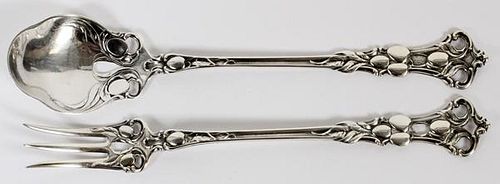 WALLACE STERLING CONDIMENT SPOON & FORK SET