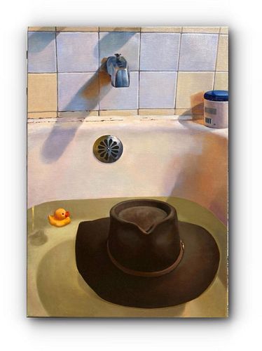 YOU CAN LEAVE YOUR HAT ON OIL PAINTING