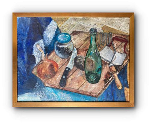 STILL LIFE WITH BOTTLES OIL PAINTING