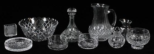 CRYSTAL & GLASS VASES BOWLS & TABLEWARE TEN PIECES