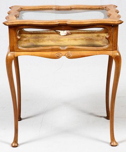 QUEEN ANNE STYLE WALNUT CURIO TABLE