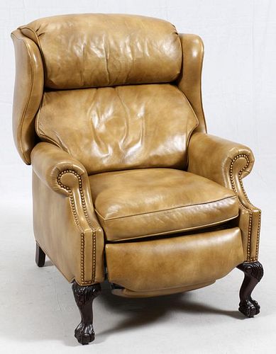 HANCOCK & MOORE TAN LEATHER RECLINER CHAIR