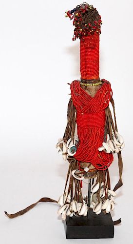AFRICAN BEADED & SHELL FIGURE