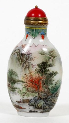 CHINESE HAND PAINTED GLASS SNUFF BOTTLE