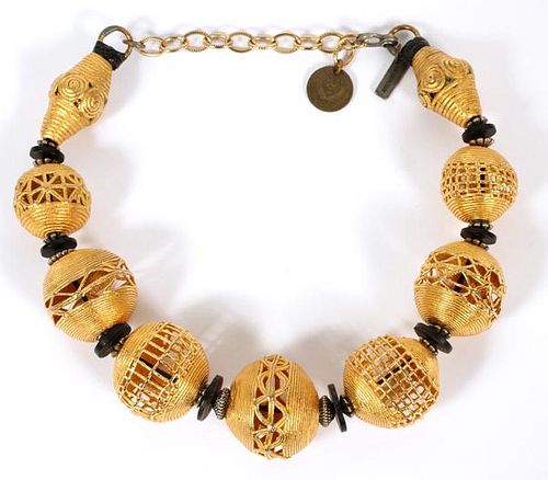 GOLD-PLATED METAL BASKET BEADS NECKLACE