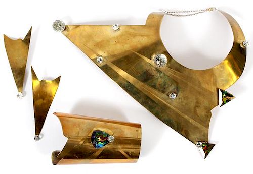 CONTEMPORARY HAND-MADE BRASS & CRYSTAL JEWELRY