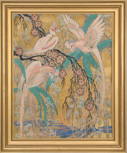 PAULINE SHIRER (1894 - 1975) OIL WITH GOLD LEAF