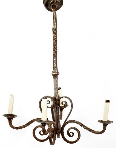 ARTS & CRAFTS WROUGHT IRON CHANDELIER