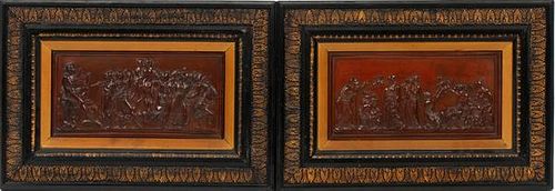 CLASSICAL STYLE COPPER RELIEF PLAQUES PAIR