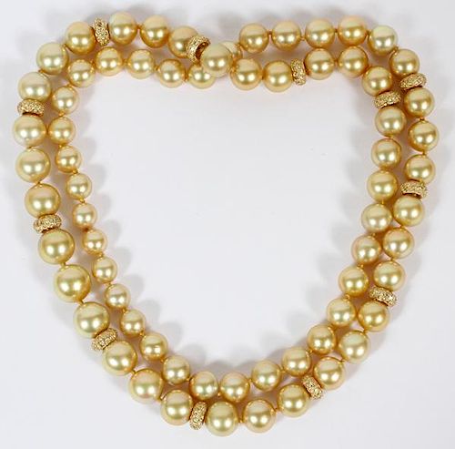 NATURAL SALTWATER PEARL AND YELLOW DIAMOND NECKLACE