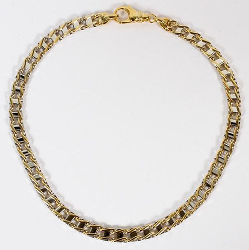 14KT YELLOW AND WHITE GOLD LINK NECKLACE