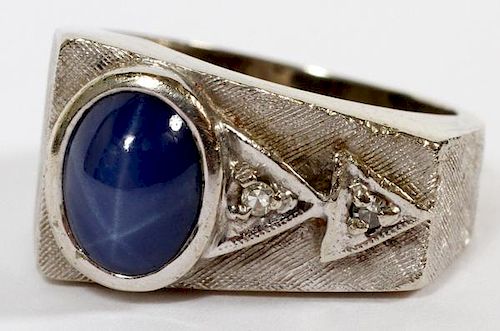 LADY'S BLUE STAR SAPPHIRE AND DIAMOND RING