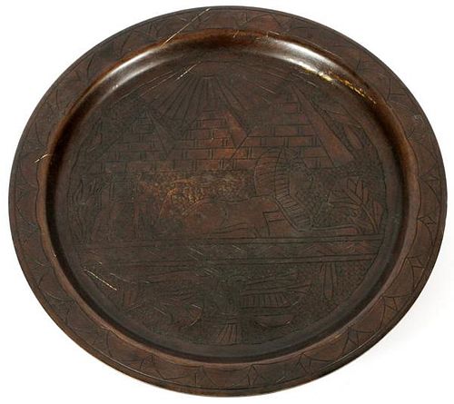 EGYPTIAN REVIVAL STYLE BRONZE CALLING CARD TRAY