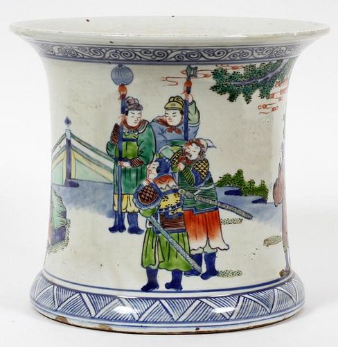 CHINESE BLUE & WHITE PORCELAIN PLANTER W/ FIGURES