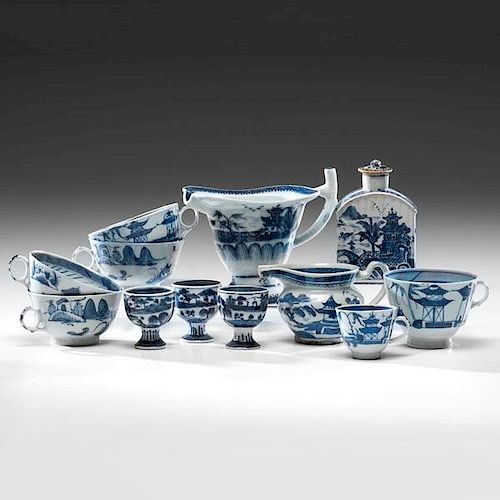 Chinese Export Blue & White Porcelain Tea Wares 