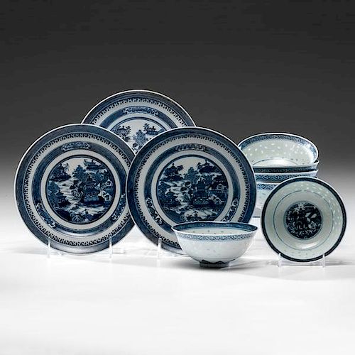 Chinese Export Porcelain Rice Bowls and Nanking Plates 