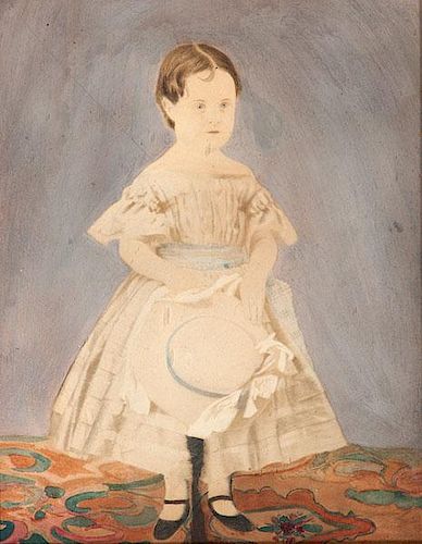 Paint-Decorated Photograph of a Young Girl in Early Frame 