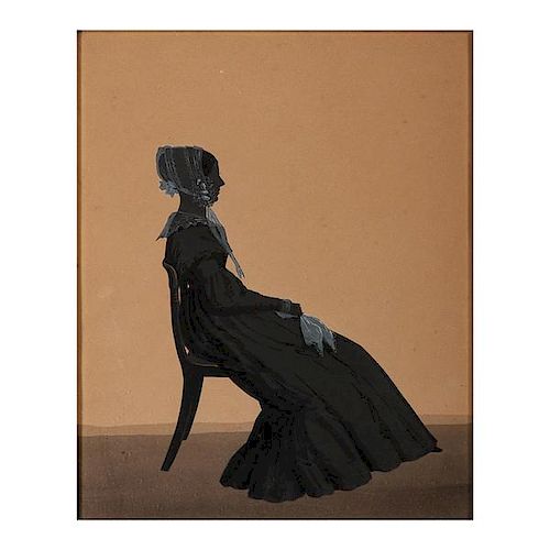 Watercolor Silhouette of Seated Woman 