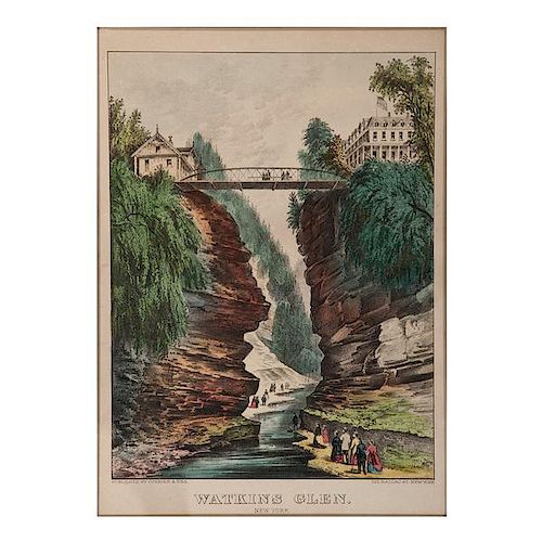 Watkins Glen, The Death Shot, and The Killeries - Connemara, Hand-Colored Lithographs by Currier and Ives 