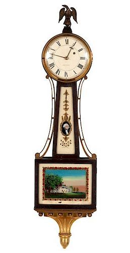 Waltham Reverse Painted Mt. Vernon Banjo Clock 