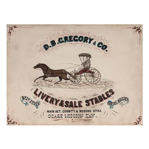 Kansas Livery Stable Advertisement, Watercolor on Paper 