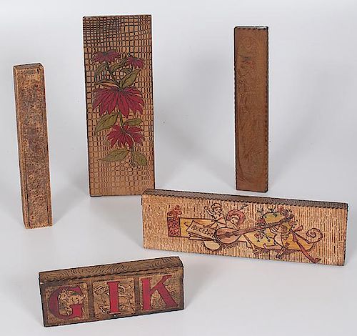 Pyrography Match and Handkerchief Boxes 