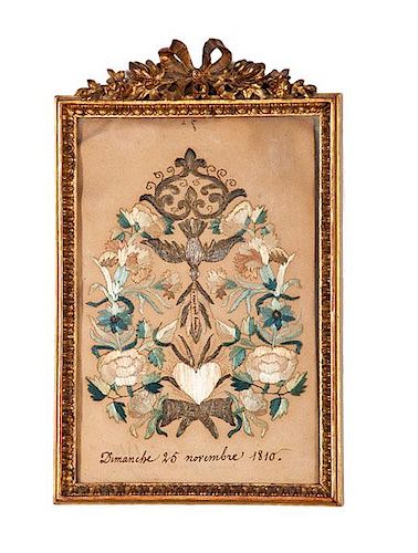 Devotional Silk Double-Sided Embroidery with French Script 