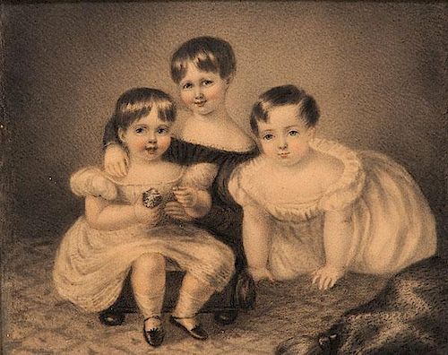 English Drawing of Three Children, Purportedly of the Maitland Wilson Family 