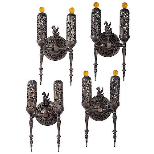 Gothic-style Hammered Metal Sconces 