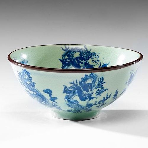 Chinese Porcelain Dragon Bowl with Ming Mark 