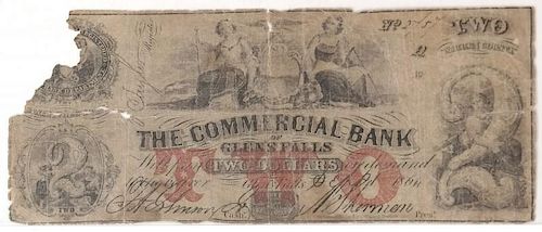 COMMERCIAL BANK GLENS FALLS $2 NOTE