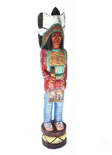 Painted and Carved Cigar Store Indian