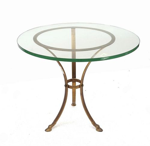 Glass Top Brass Occasional Table