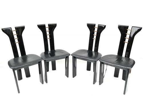 Set of Four Two-Tone Side Chairs