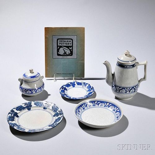Five Dedham Pottery Tableware Items and a Catalog