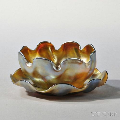 Tiffany Gold Favrile Bowl and Undertray