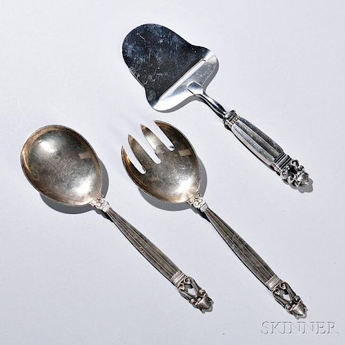 Georg Jensen Salad Fork and Spoon and a Cheese Plane