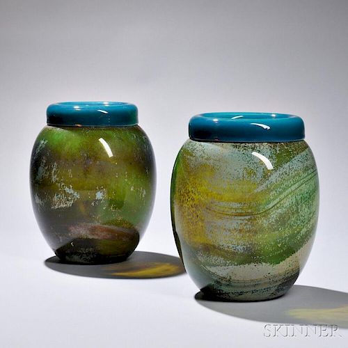 Pair of Cendese Art Glass Vases