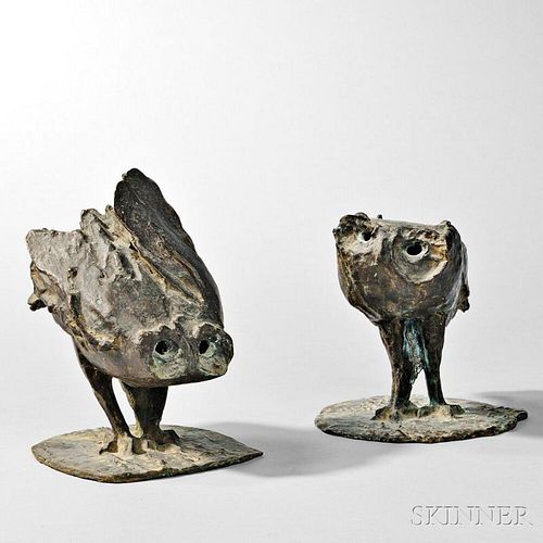 Aldo John Casanova (1929-2014) Two Bronze Owls