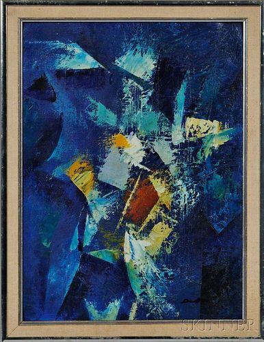 American School, 20th Century      Blue Abstract Composition