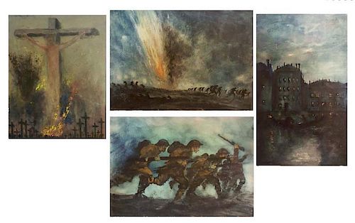 MEARS, Gunner. 4 Watercolors Including 2 Battle