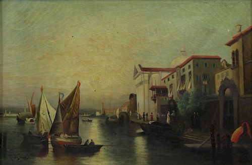JONES, H.B. Oil on Canvas. Venice Scene.